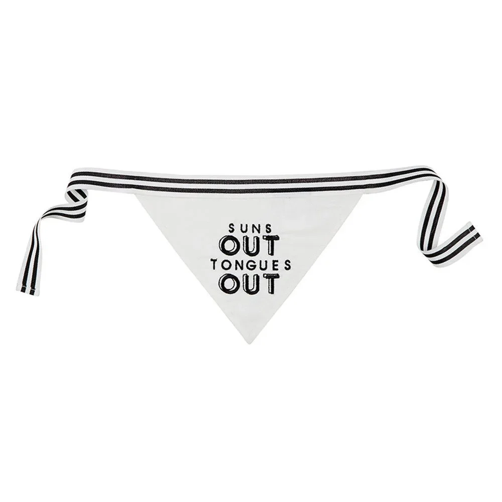 Suns Out Tongues Out Pet Bandana in White | Animal Pet Accessory | 9